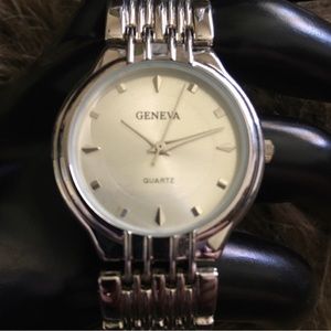Men's Geneva silver tone weave link watch | Size: 8.5" long | Geneva